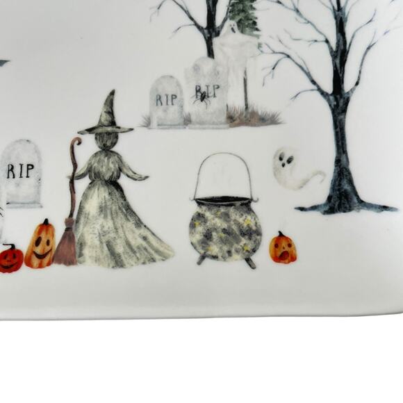 POTTER'S STUDIO Halloween Haunted House Serving Platter 7x14 Ceramic Spooky NEW - Picture 7 of 12